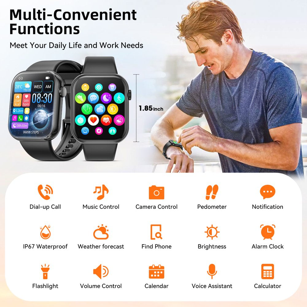 Smart Watch Answer/Make a Call Bluetooth Smart Watch for IOS Android Men'S and Women'S Watch Black