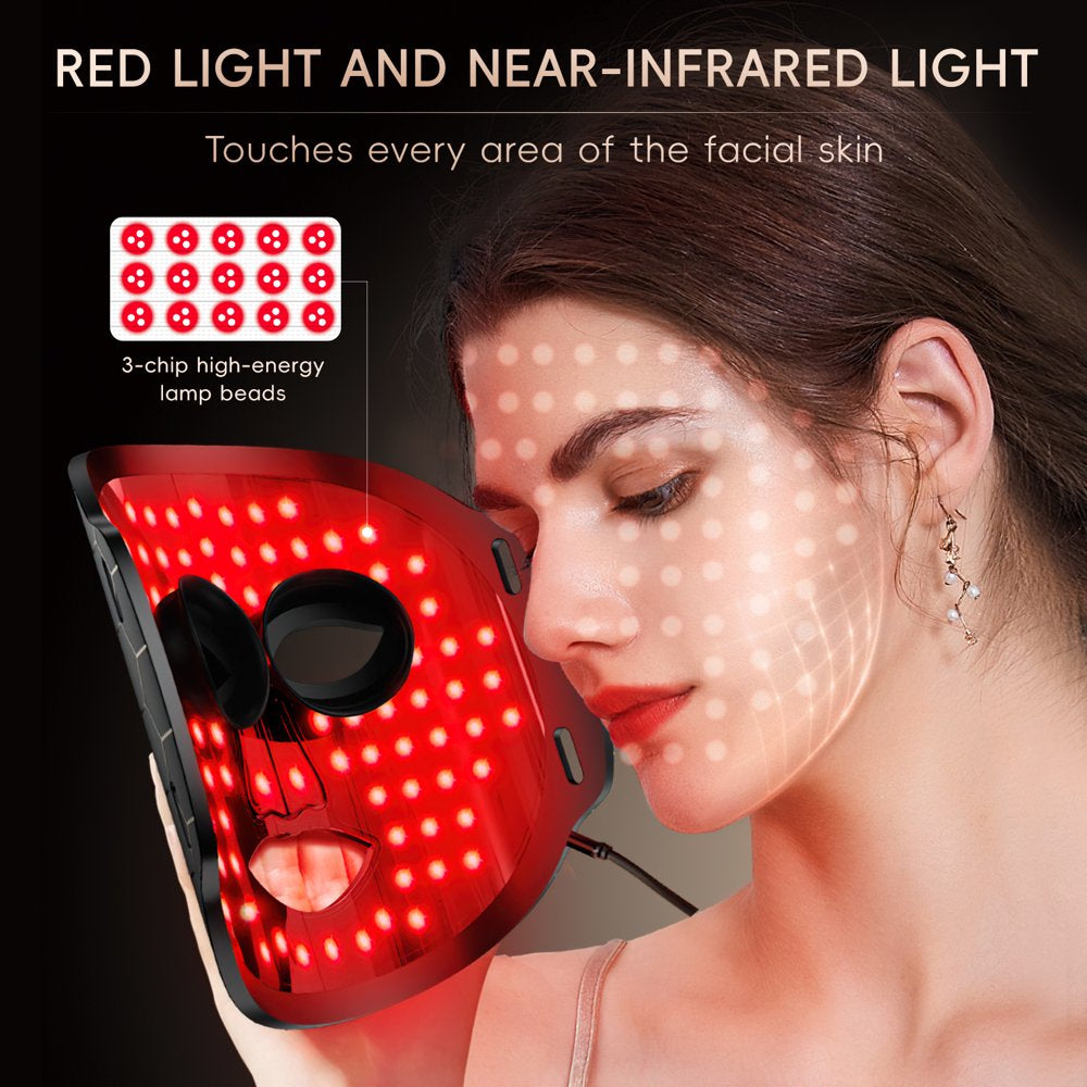 Led Face Mask Light Therapy, 7 Colors LED Facial Mask Anti-Aging Reduce Fine Lines and Wrinkles Tightening Skin for Women Home Travel