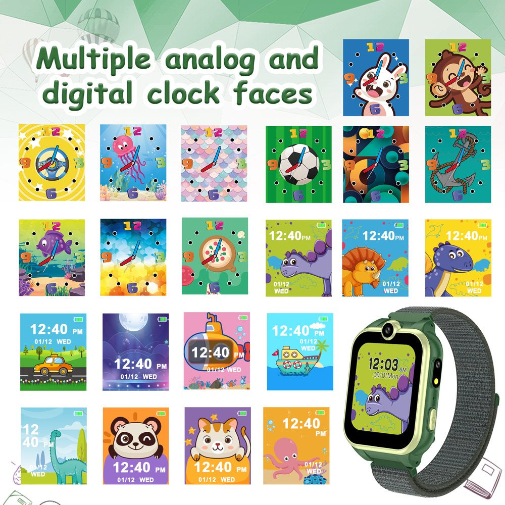 1.54" Smart Watch for Boys Girls Smartwatch for Kids with Dual Camera Games Video MP3 Children Touch Screen Green