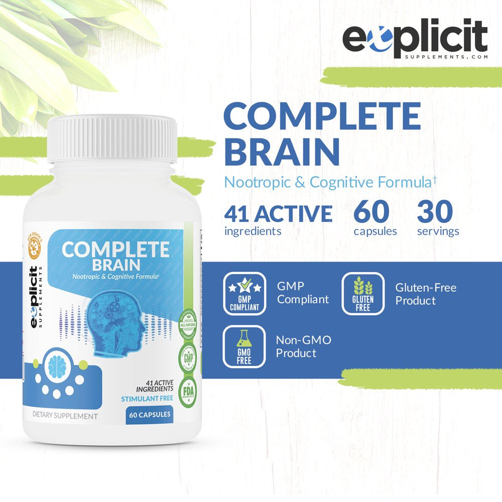 Completebrain – Powerful Nootropic and Brain Supplement and Advanced Probiotics – 40 Billion CFU Active Cultures – Nootropic Neuro Stack