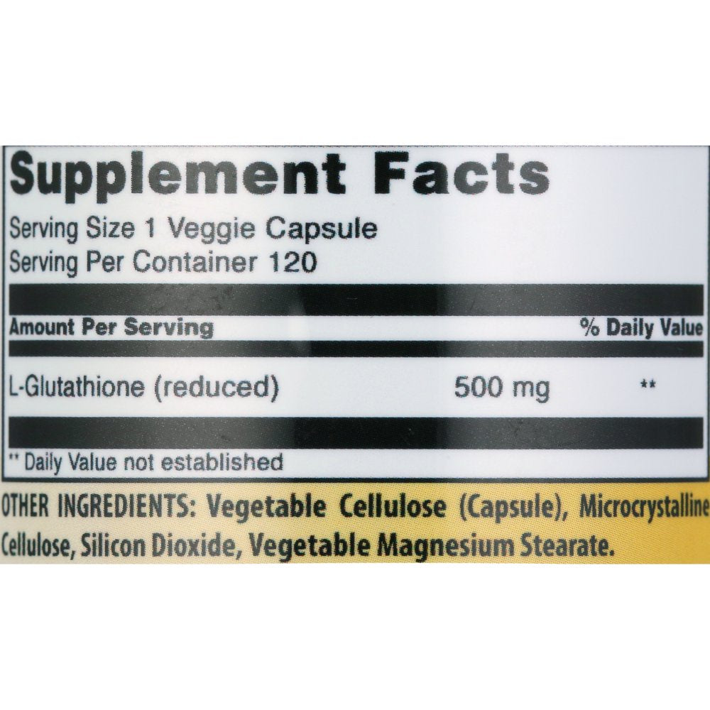 L-Glutathione, 500 Mg Veggie Capsules (120 Count)