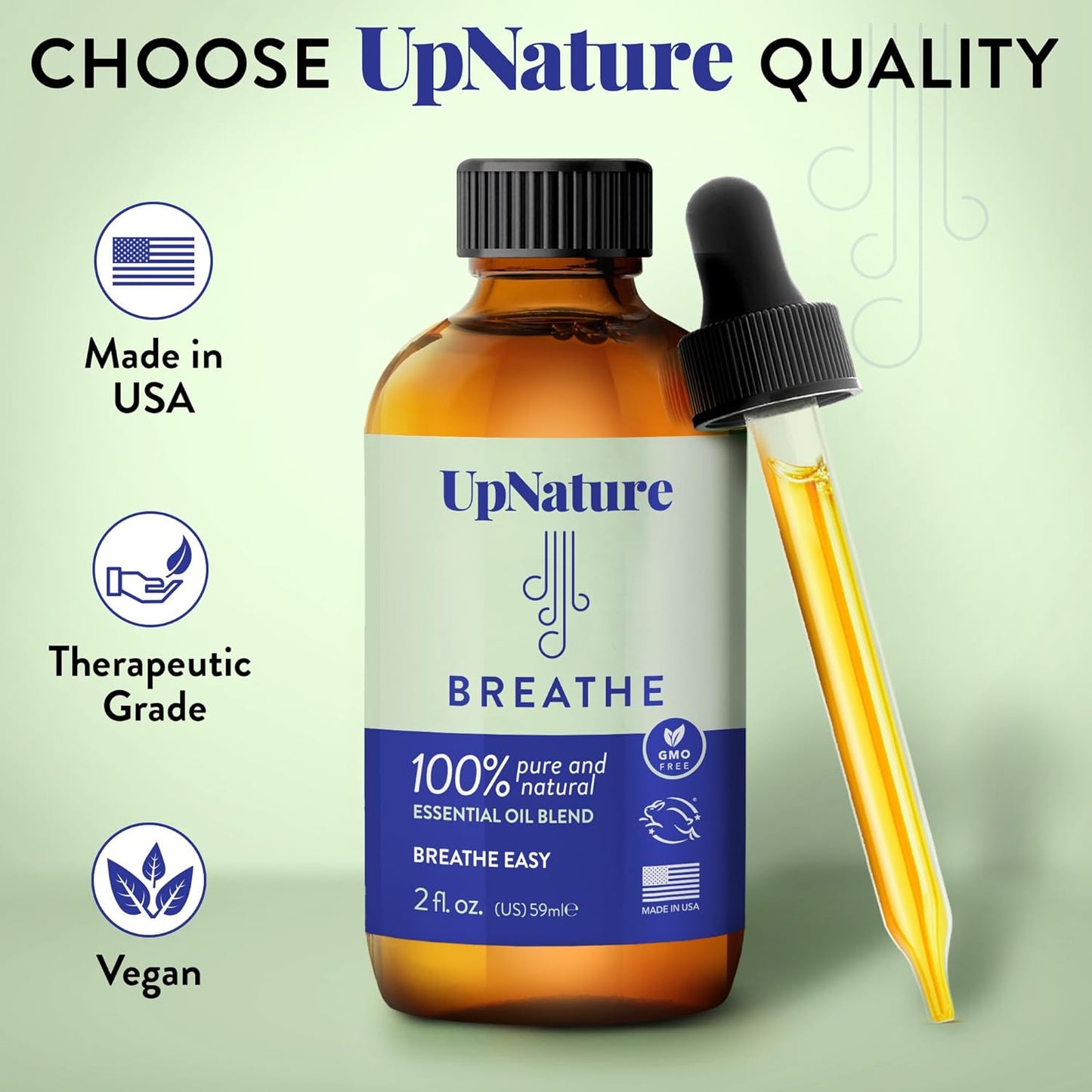 Breathe Essential Oil Blend 2 OZ Breathe Easy for Allergy, Sinus, Cough and Congestion Relief - Therapeutic Grade, Undiluted, Non-Gmo, Aromatherapy with Dropper