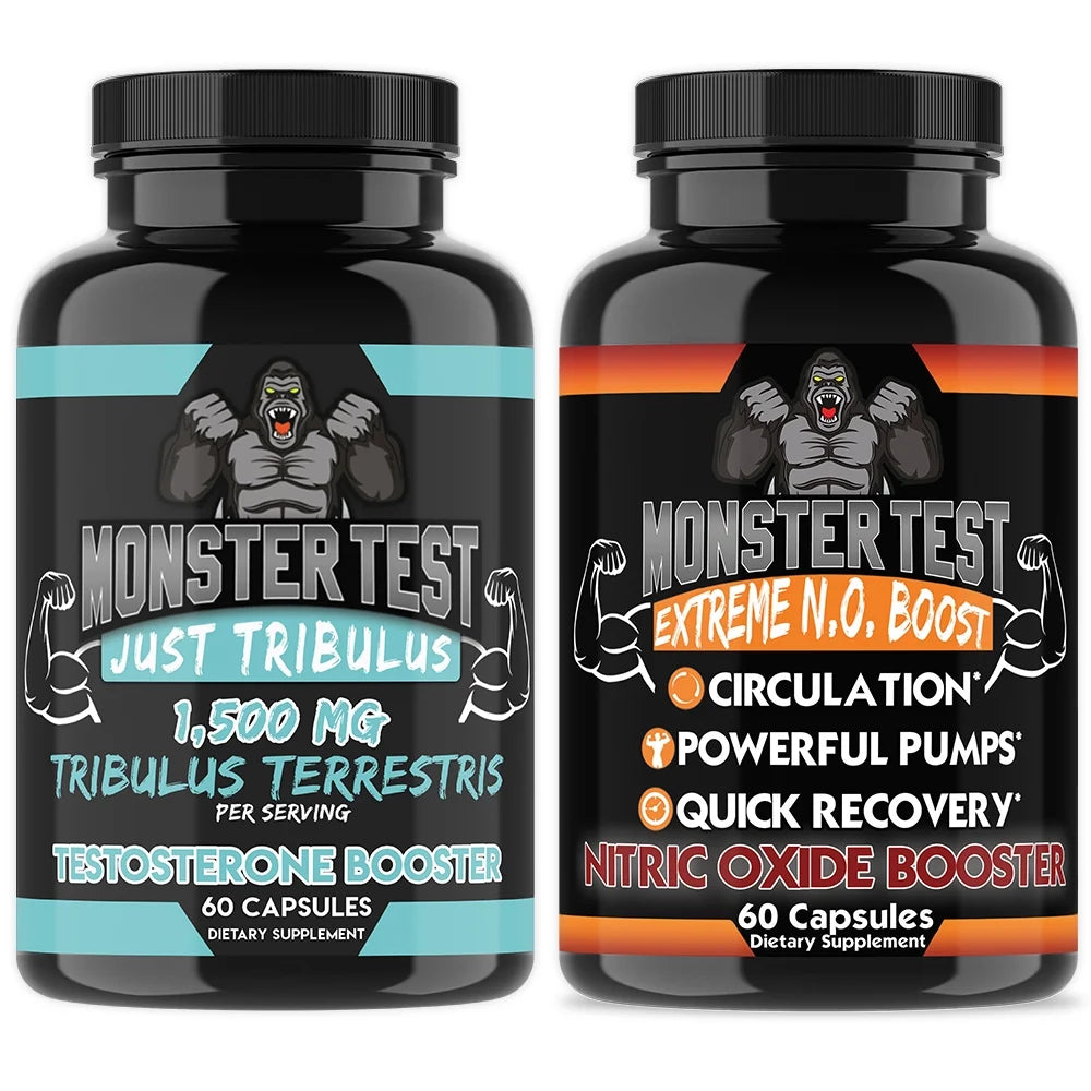 Monster Test Mens Just Tribulus + Monster N.O. Nitric Oxide + Test Booster, 2-Pk