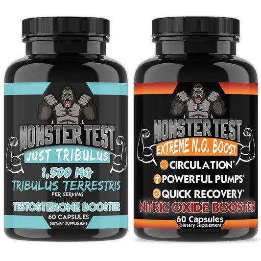 Monster Test Mens Just Tribulus + Monster N.O. Nitric Oxide + Test Booster, 2-Pk