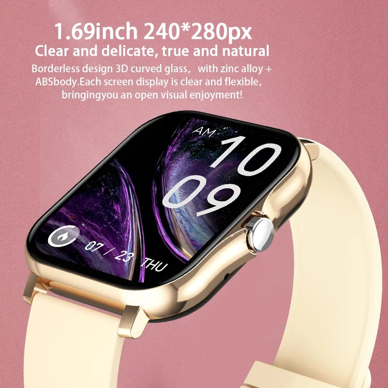 2022 New Women Smart Watch Men 1.69" Color Screen Full Touch Fitness Tracker Men Call Smart Clock Ladies for Android IOS+BOX