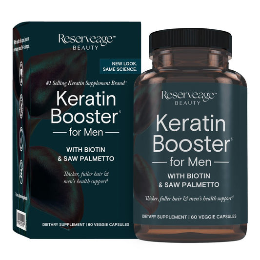 , Keratin Hair Booster for Men, Hair Supplement, Supports Healthy Growth and Thickness with Biotin, 60 Capsules (30 Servings)