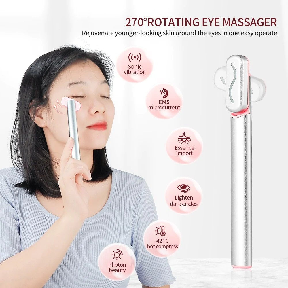 4 in 1 Facial Wand LED Red Light Therapy Wand Facial Massage Tool EMS Face Massager Machine Skin Care Beauty Device for Face Neck