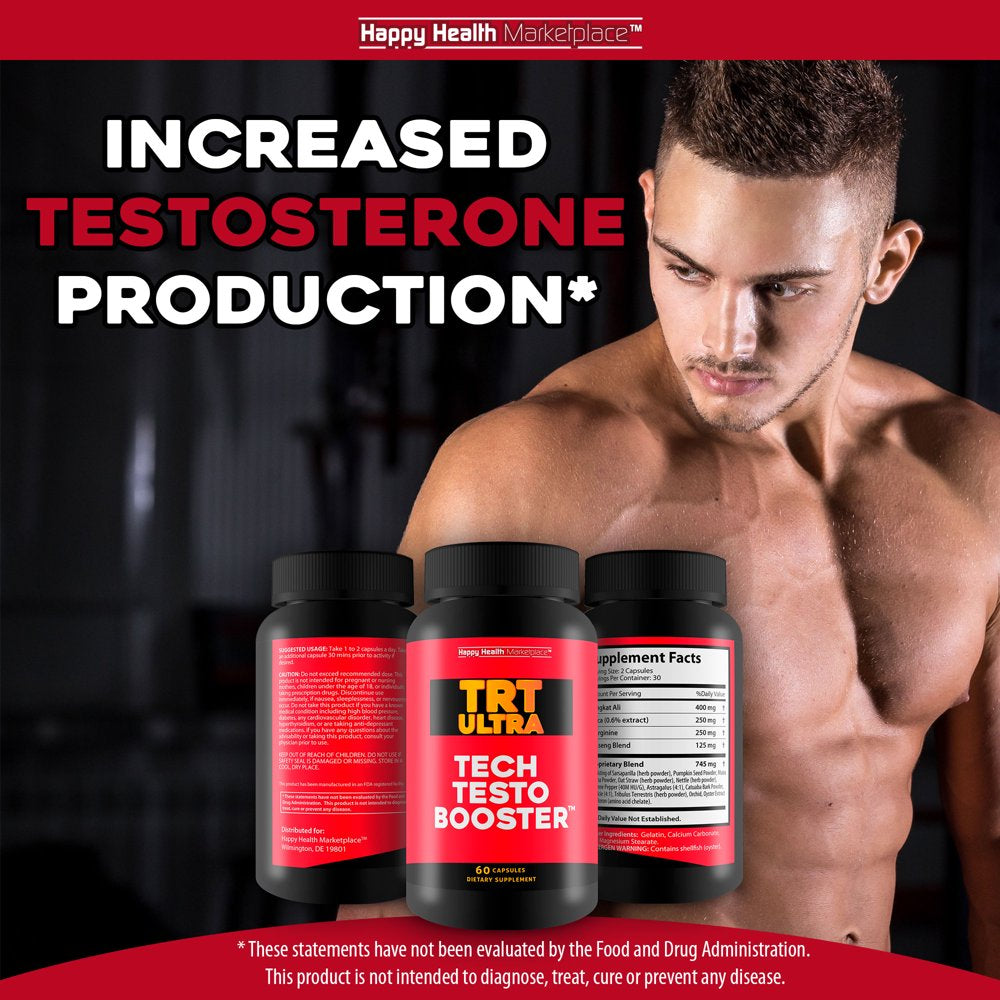 Trt Ultra Tech Testo Booster - Natural Testosterone Booster for Men - Natural Herbal Mens Testosterone Booster - Support Improved Blood Flow & Natural Testo Levels