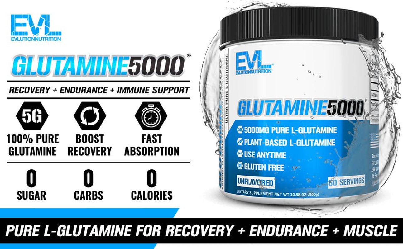 Ultra Pure L-Glutamine Powder - Gut Health & Post Workout Recovery Supplement 5000Mg -  Glutamine 5G Essential Amino Acids for Men and Women