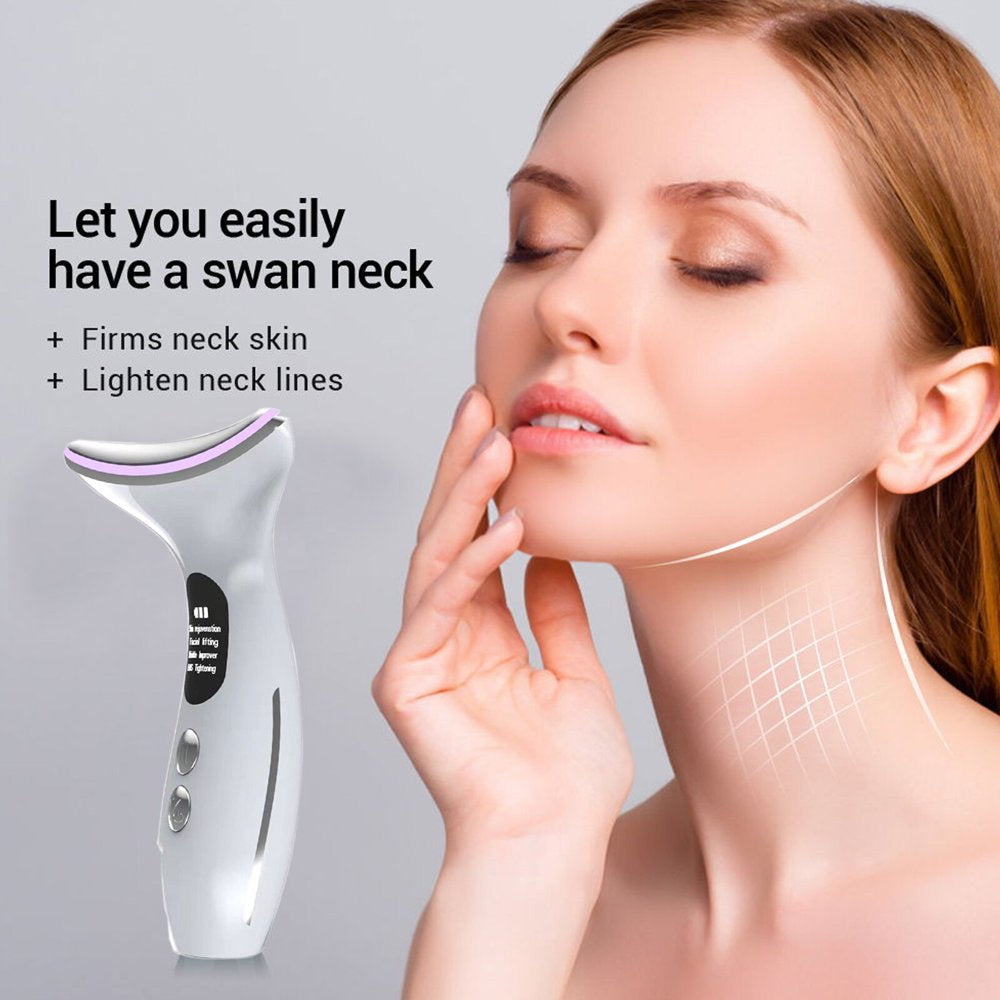 Facial Neck Massager for Skin Care Electric Face Neck Lifting Massager with 45℃ Heat & 3 Massage Modes for Wrinkles Facial Massager