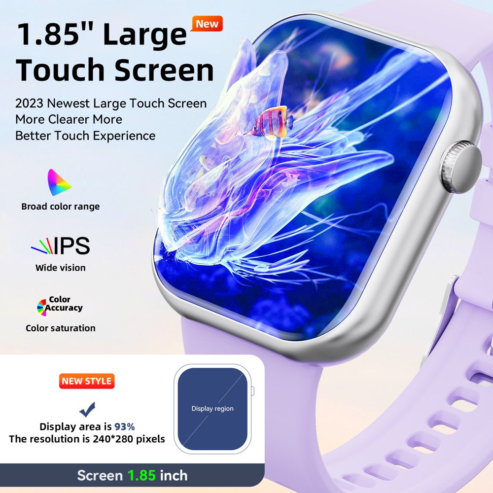 Smart Watch 1.85 Inch Wireless Call Smart Watch Fitness Watch with Activity Tracker Male and Female Compatible Android Iphone