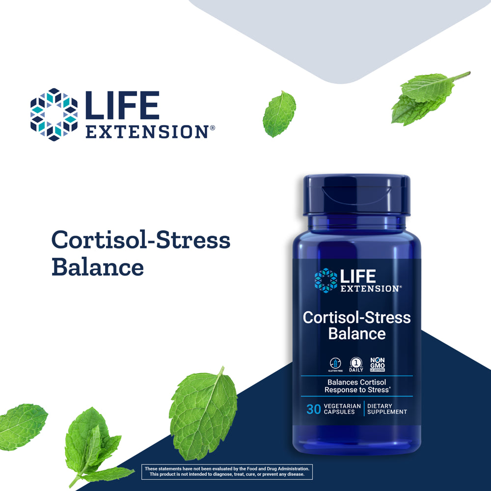 Cortisol-Stress Balance - Manage Stress by Maintaining Healthy Cortisol Levels - Gluten-Free, Non-Gmo - 30 Vegetarian Capsules