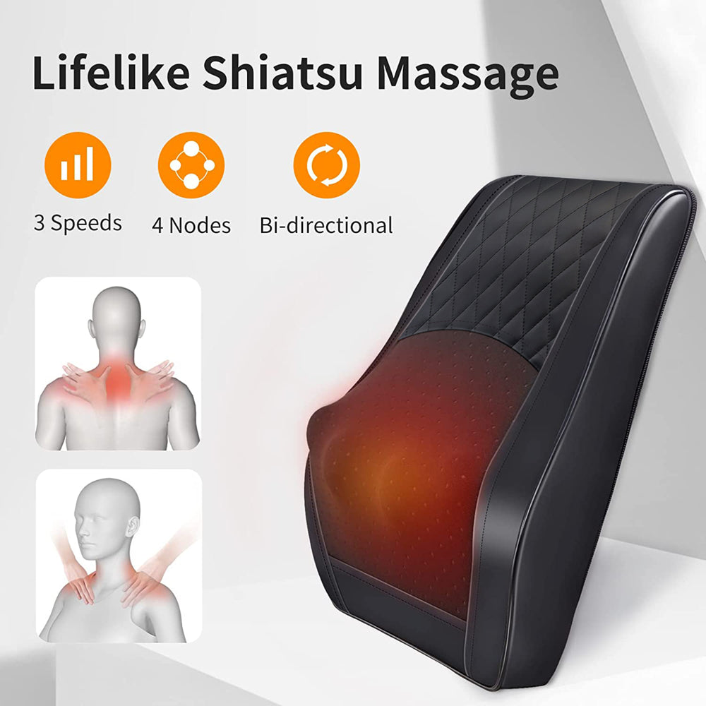 Back Massager with Heat Shiatsu Back and Neck Massager for Muscle Pain Relief and Relaxation 3D Kneading Massage Pillow for Neck and Back, Shoulder, Leg, Ideal Gift for Stress Relief