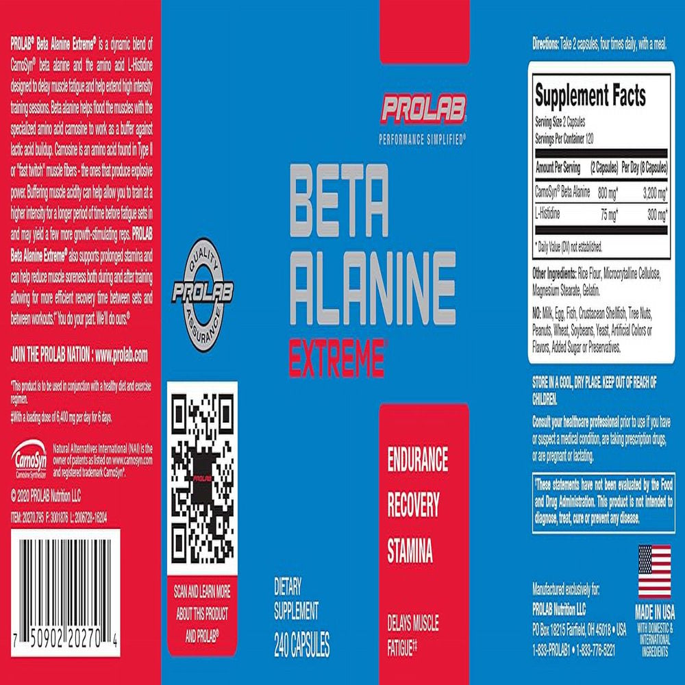 Nutrition Beta Alanine Extreme 240 Caps-Pre-Workout