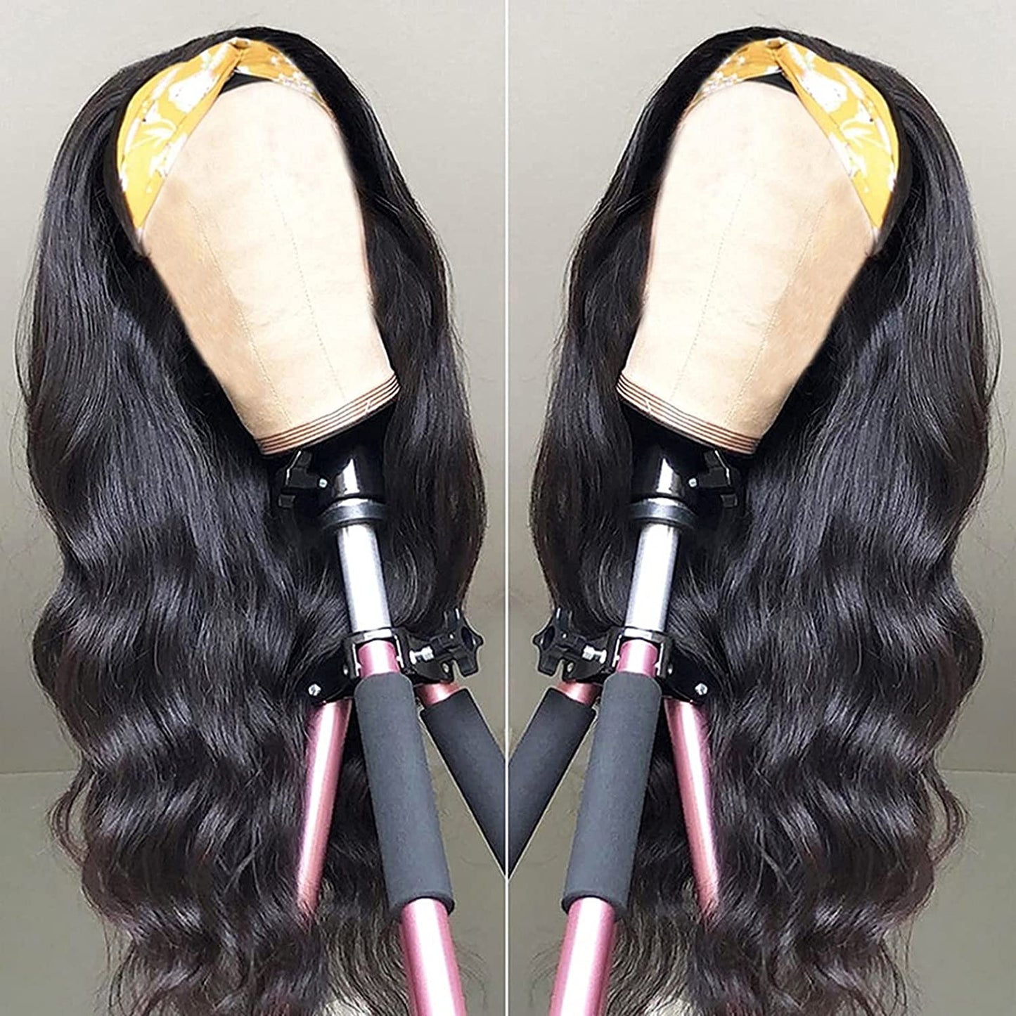 Headband Wigs for Black Women Body Wave Headband Wig Human Hair Wigs Brazilian Virgin Hair Wear and Go Glueless Wigs Human Hair Headband Wig 150% Density (18" Headband Wigs)