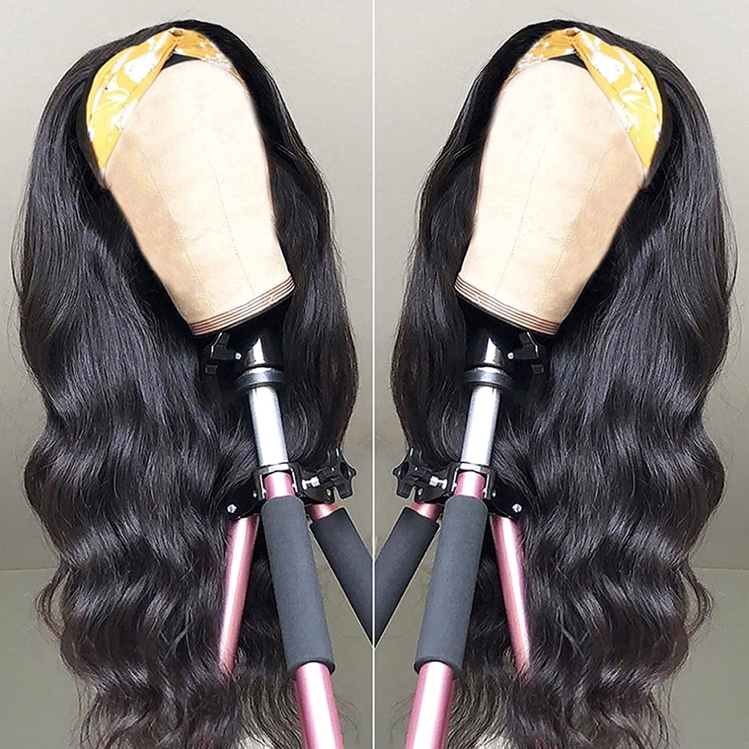 Headband Wigs for Black Women Body Wave Headband Wig Human Hair Wigs Brazilian Virgin Hair Wear and Go Glueless Wigs Human Hair Headband Wig 150% Density (18" Headband Wigs)