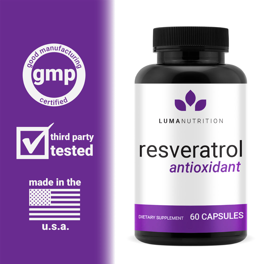 High Purity Resveratrol Capsules - 98% Trans-Resveratrol - Resveratrol Supplement - Antioxidant -