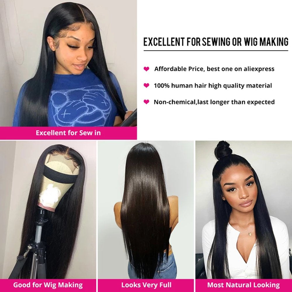 Bundles with Closure Brazilian Straight 3 Bundles with Closure Virgin 100% Unprocessed Human Hair Extensions 4X4 Free Part Lace Closure Natural Color (16 18 20+14)