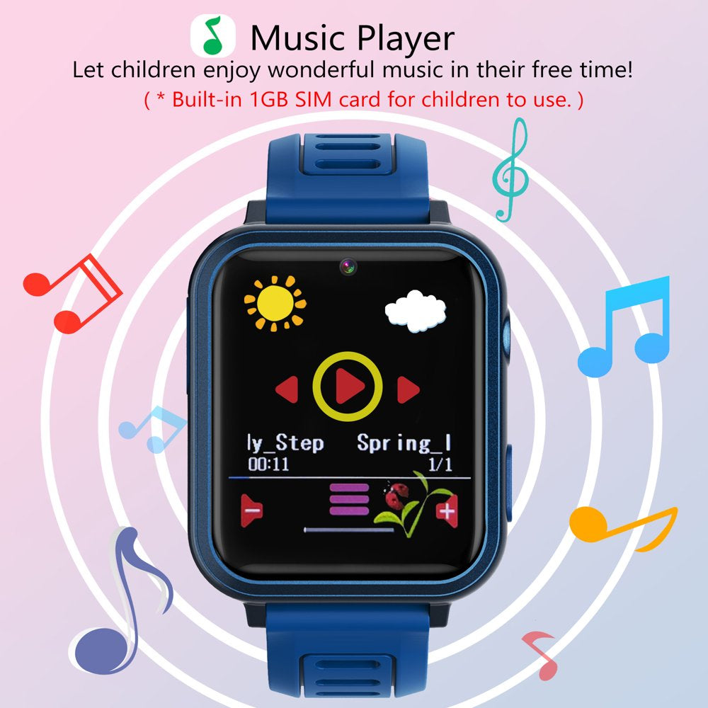 Smart Watch for Kids, Kids Smart Watch with Multifunctions 24 Puzzle-Games Camera Music Vedio Pedometer Record,Birthday Gift for Age 3-12 Boys Girls,Sapphire-Blue