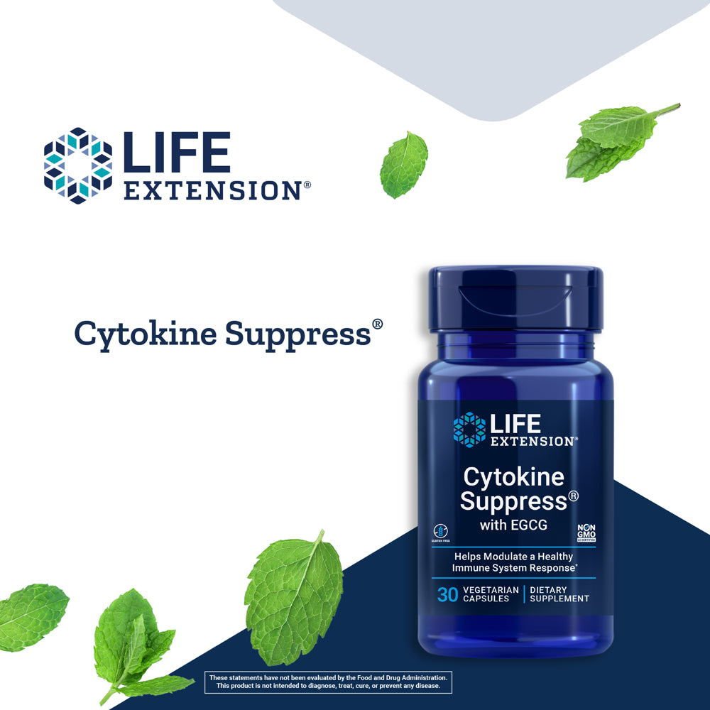 Cytokine Suppress® with EGCG - Support a Healthy Inflammatory Response - Gluten-Free, Non-Gmo - 30 Vegetarian Capsules