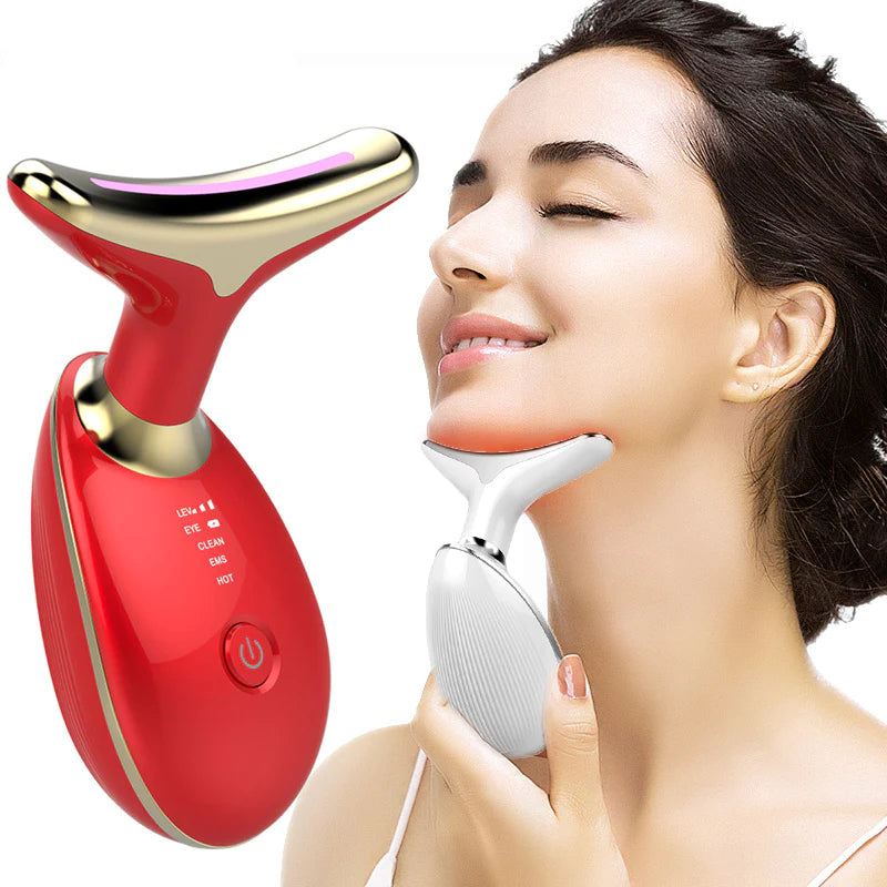 EMS Thermal Neck Lifting and Tighten Massager Electric Microcurrent Wrinkle Remover LED Photon Face Beauty Device for Woman